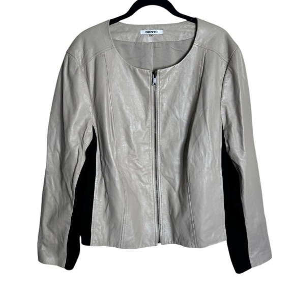 DKNYC Jackets & Blazers - DKNY Lamb Leather Jacket Collarless Tan size 2X